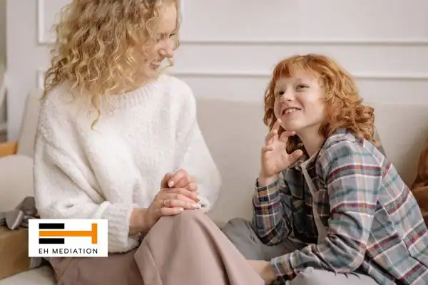 Happy mother and child after sorting child arrangements mediation Waltham Forest